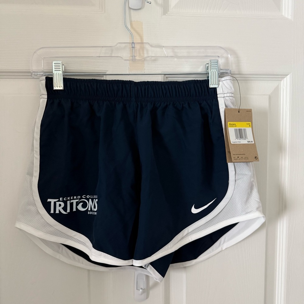 Nike Blue and White Athletic Shorts with Elastic Waistband